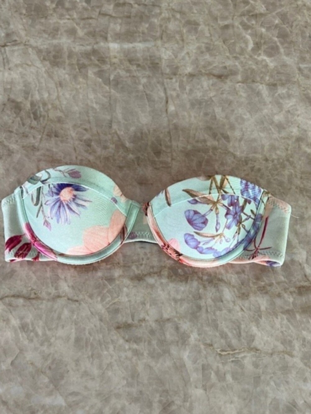 Triangl Bikini Top Neoprene Strapless Floral Multicolor XXS